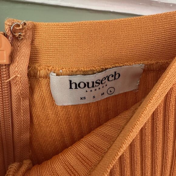 House of CB Eden Ribbed Bike Shorts in Rust Orange Large Stretch Hot - Picture 3 of 8